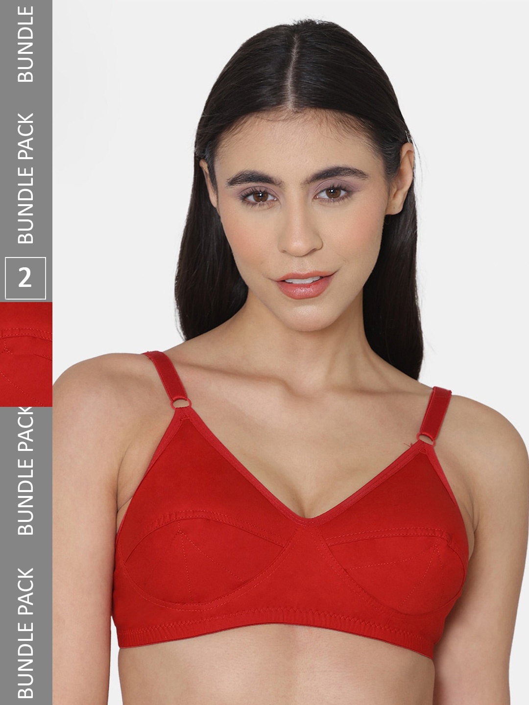 

KOMLI Non Padded Non-Wired Cotton Bra, Red