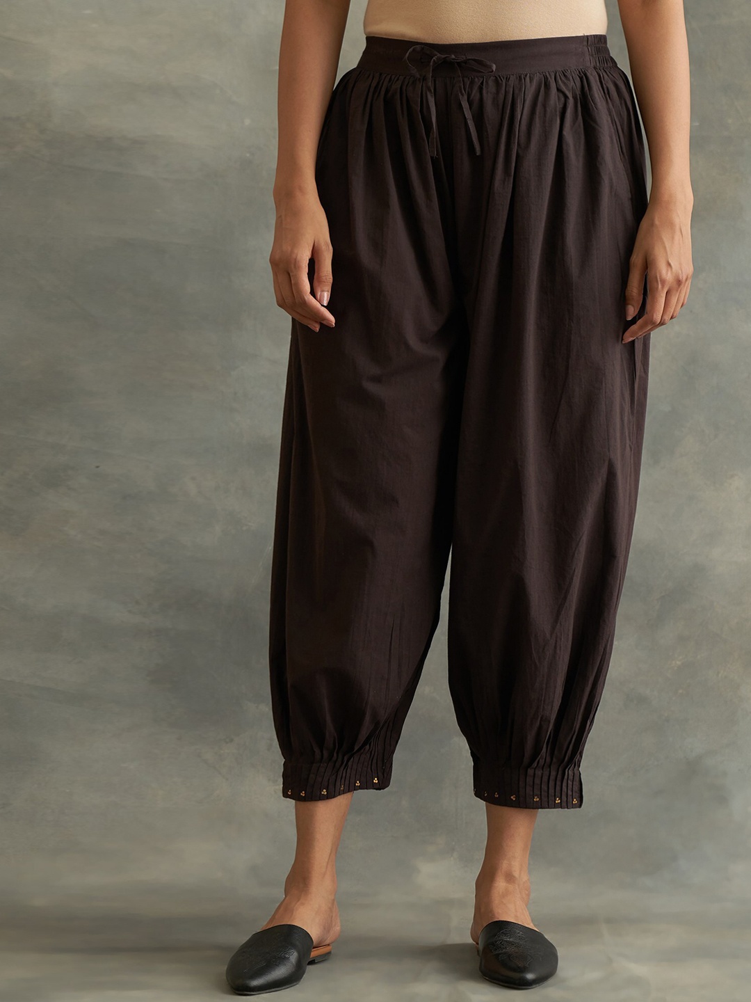 

W The Folksong Collection Women Pure Cotton Loose Fit Dhoti Pants, Brown