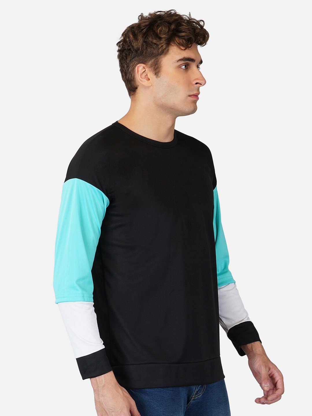 

CLAFOUTIS Men Round Neck Drop-Shoulder Sleeves T-shirt, Black