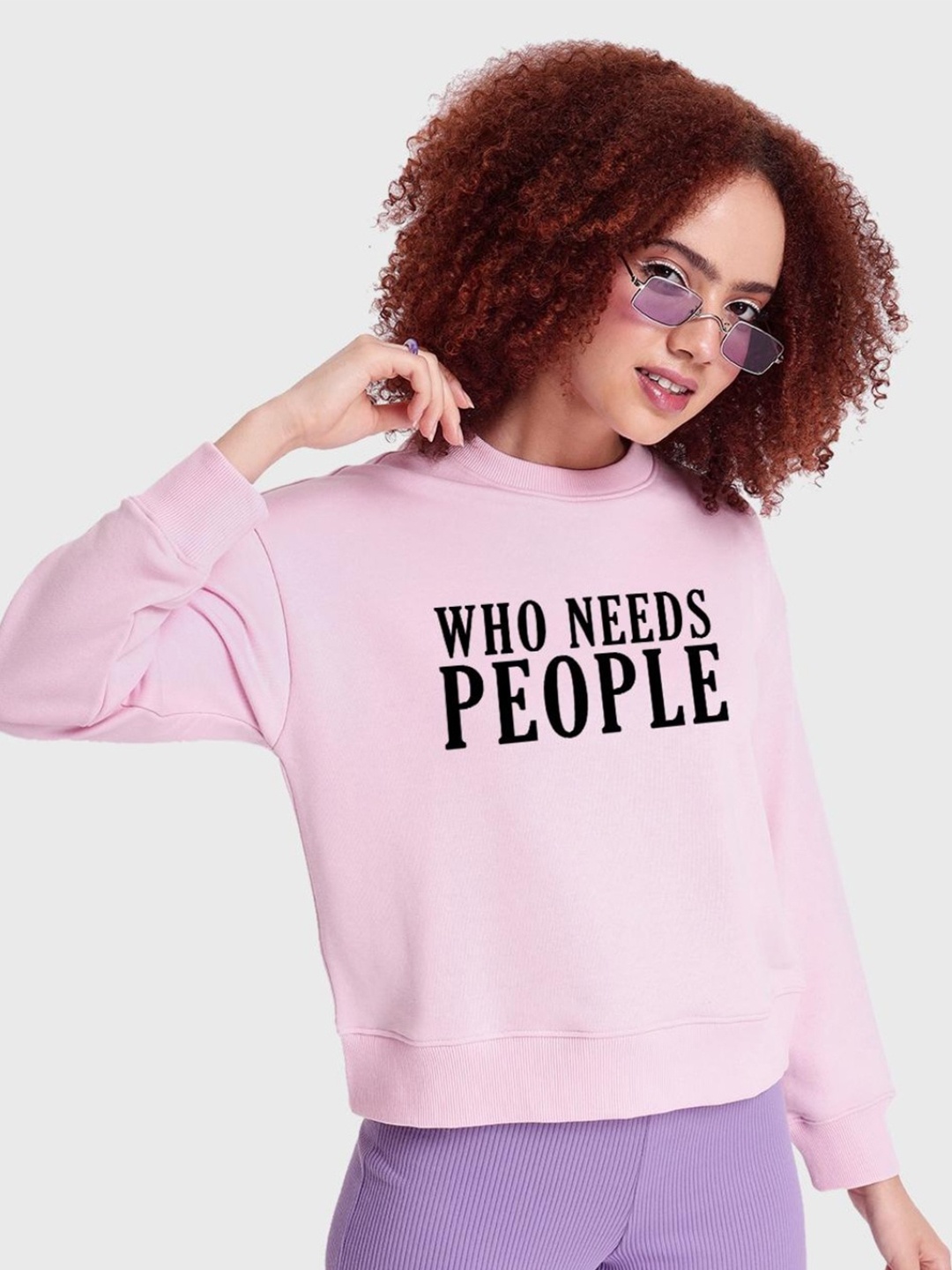 

Bewakoof Typography Printed Oversized Pullover Sweatshirt, Pink