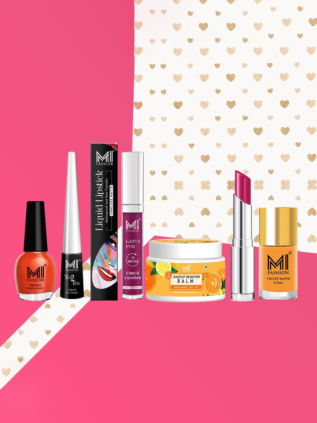 

MI FASHION Pack Of 6 Cruelty-Free Vegan Full Starter Makeup Gift Set- Shade A155, Black
