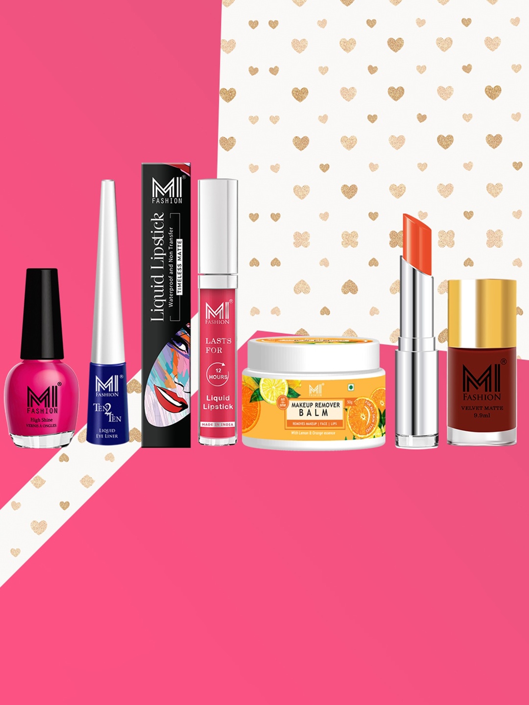 

MI FASHION Set Of 7 Makeup Kit, Pink