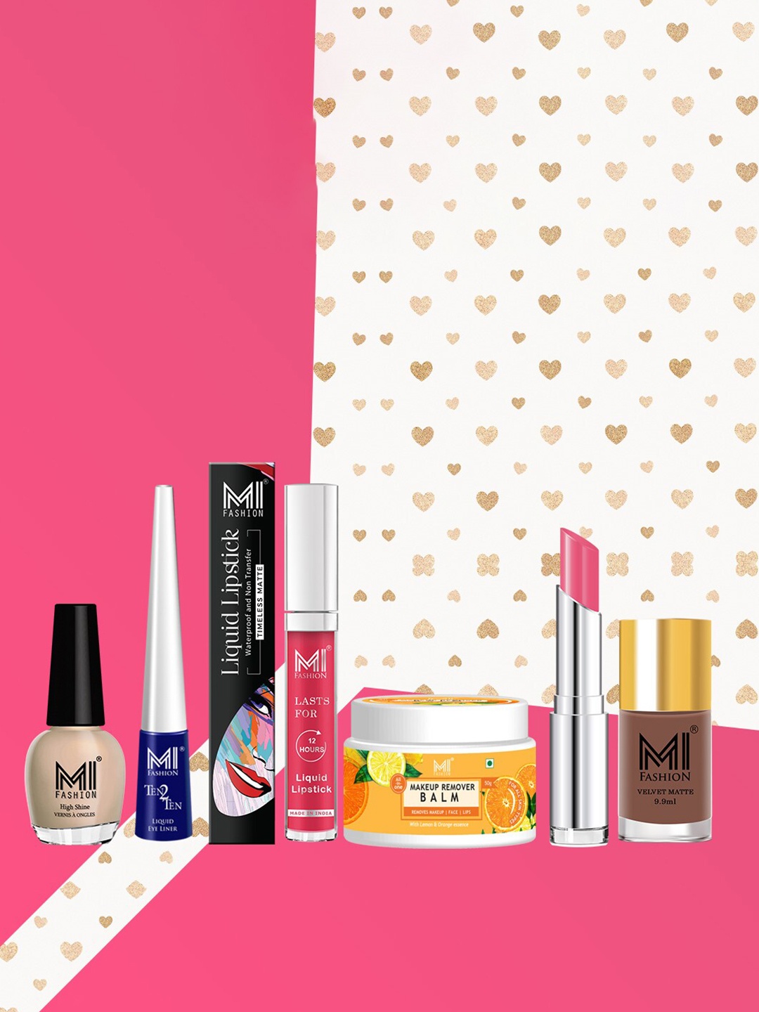 

MI FASHION Set Of 7 Makeup Kit, Pink