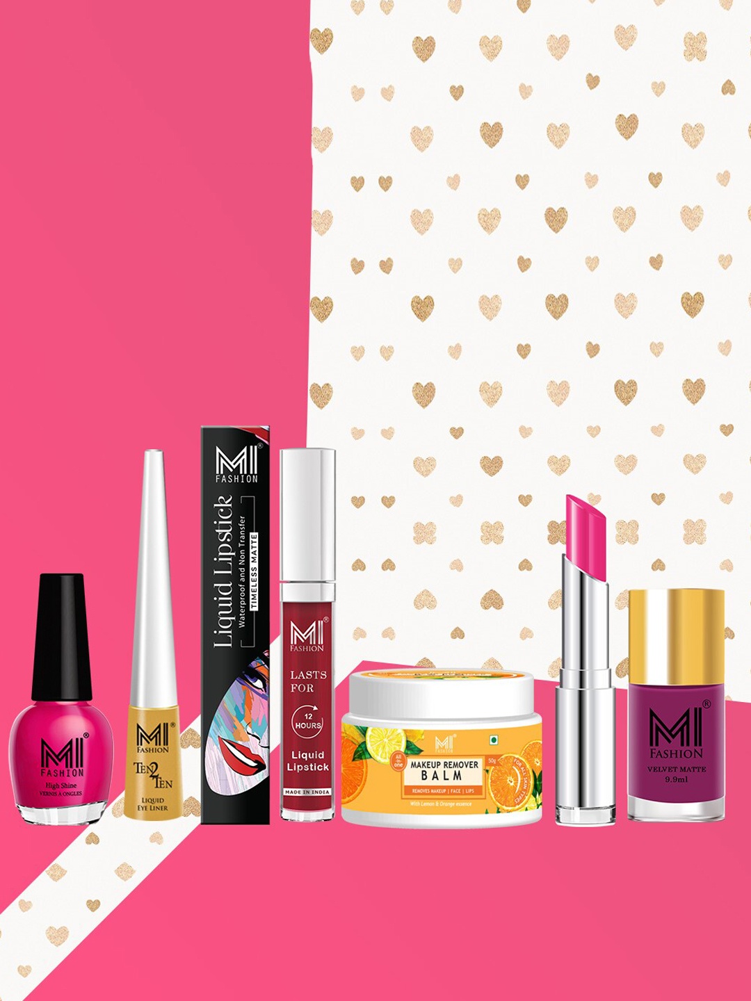 

MI FASHION Gorgeous Look Set Of 7 On-The-Go Portable Makeup Kit, Red