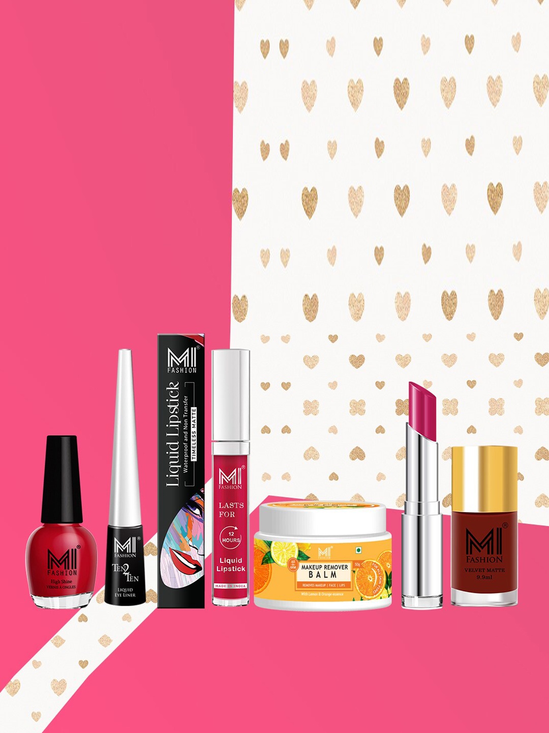 

MI FASHION Everything You Need For A Flawless Finish Set Of 7 Makeup Kit, Pink