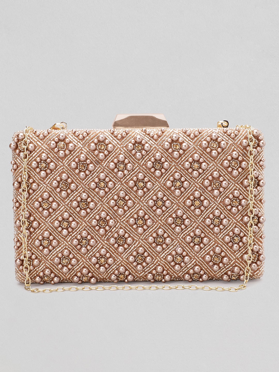 

Rubans Bronze-Toned Leather Structured Handheld Bag