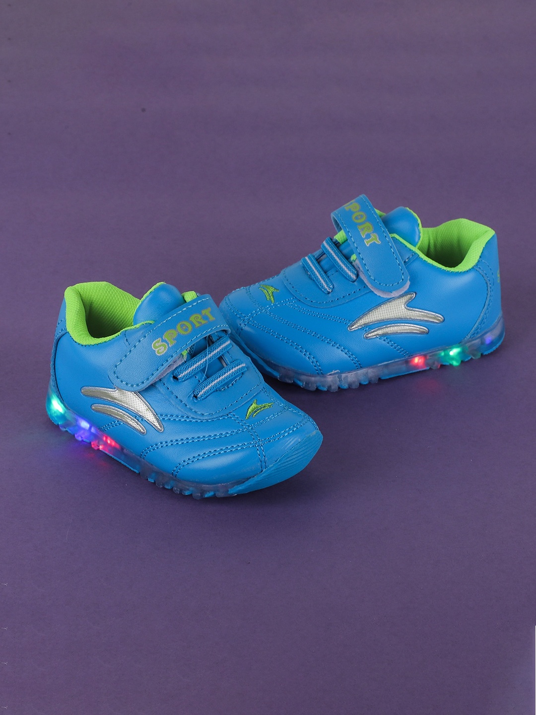 

FEETWELL SHOES Infants LED Velcro Sneakers, Blue
