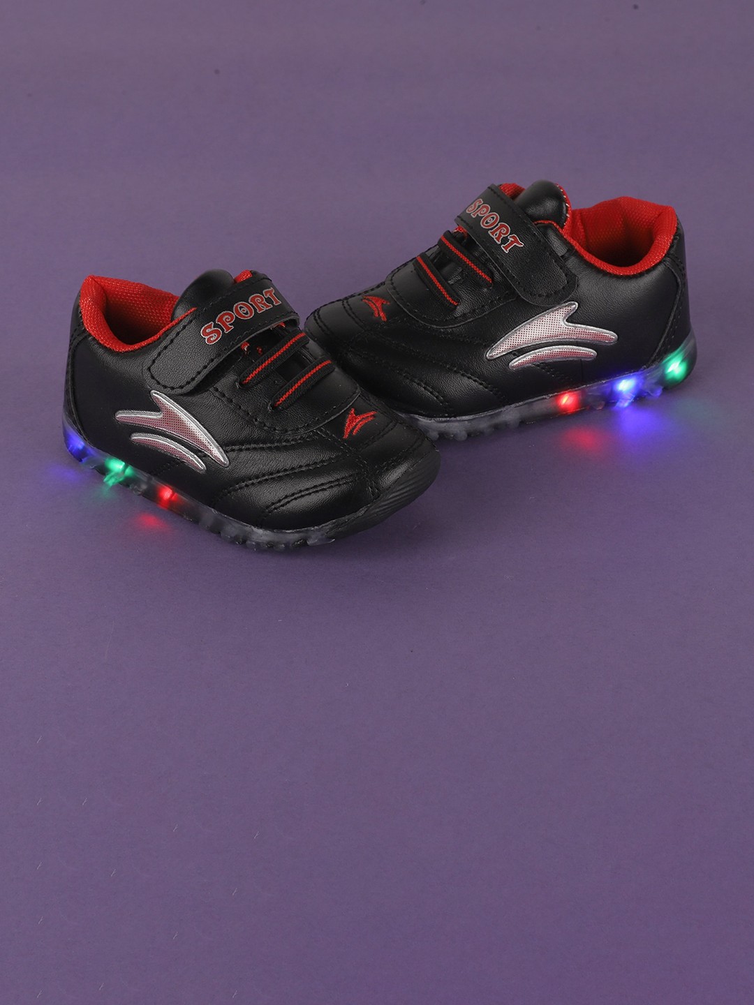 

FEETWELL SHOES Infants LED Velcro Sneakers, Black