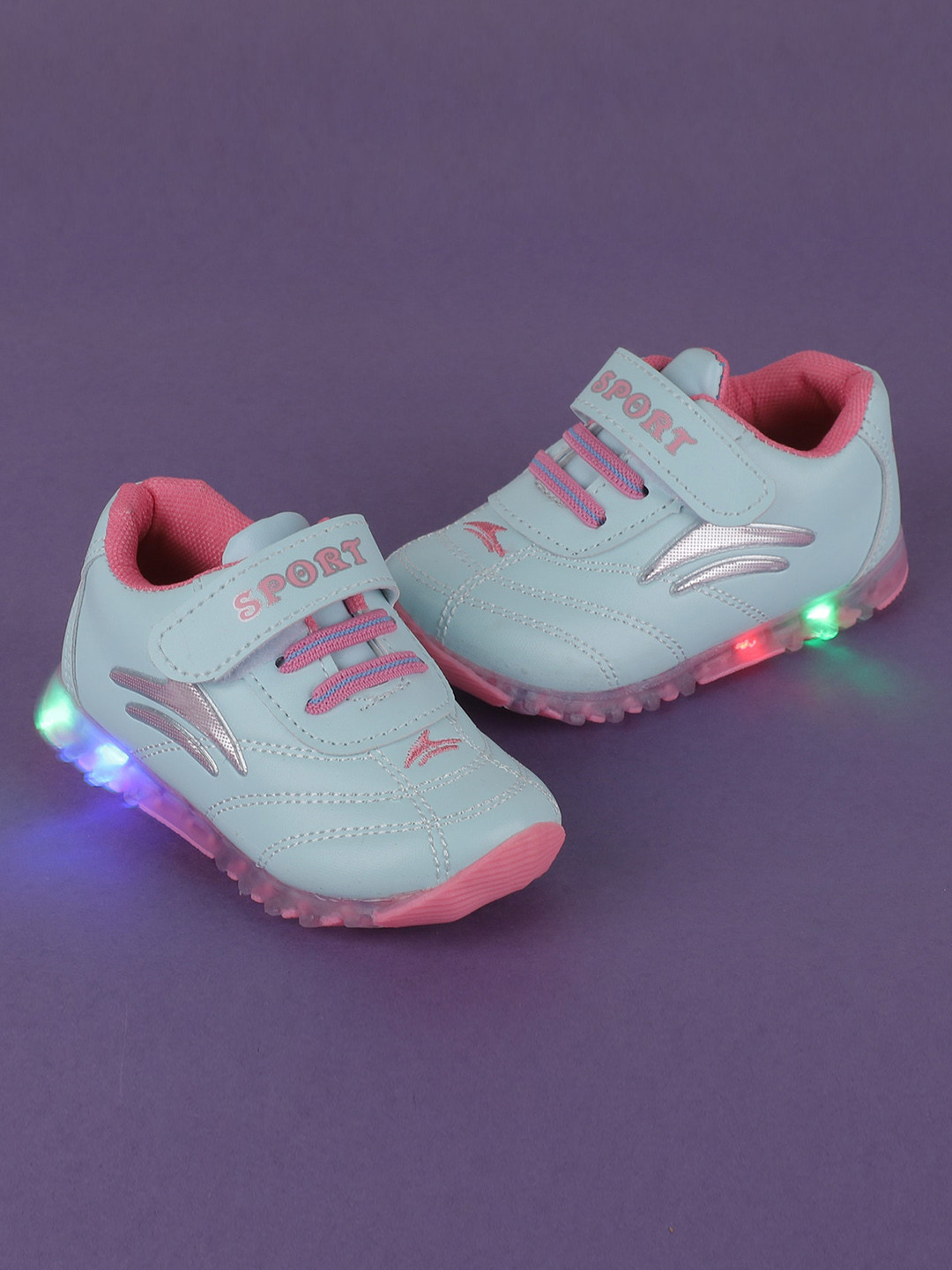 

FEETWELL SHOES Infants LED Velcro Sneakers, Blue