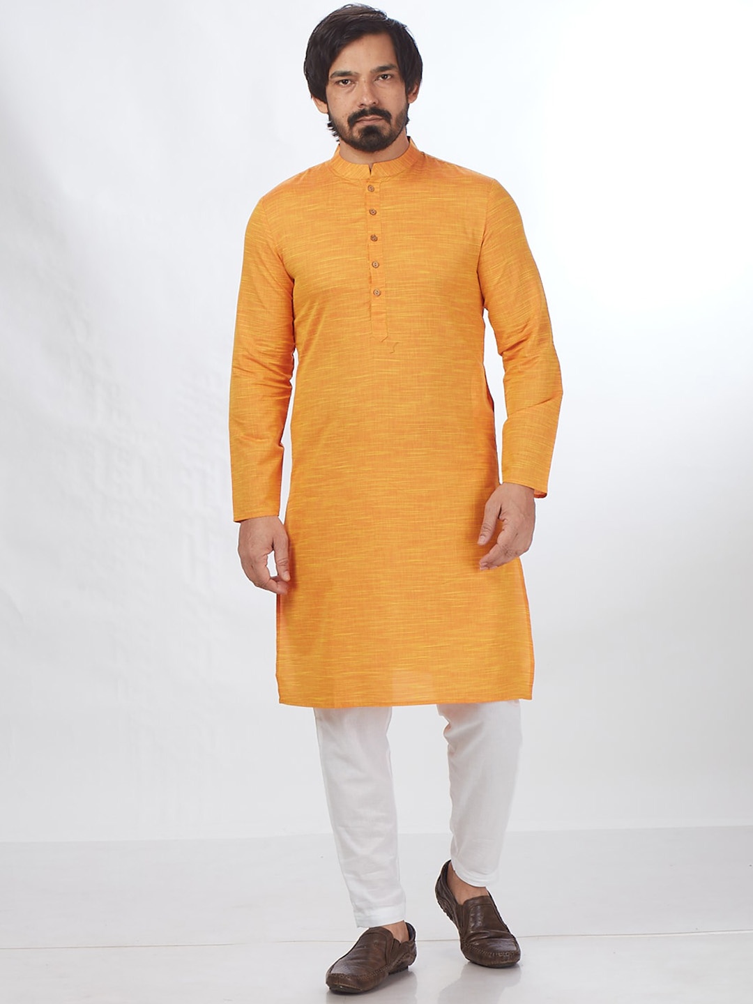 

Blacksmith Woven Design Jacquard Kurta, Yellow