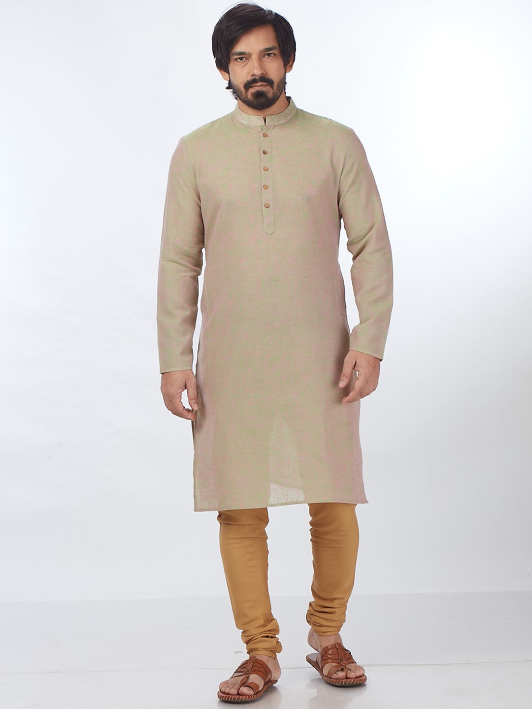 

Blacksmith Mandarin Collar Cotton Kurta, Green