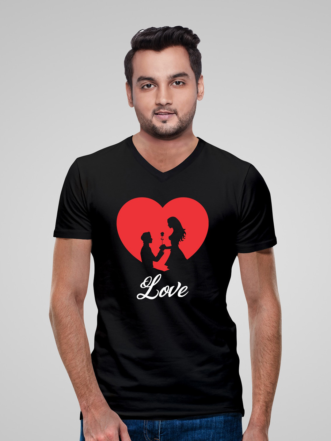 

Pootlu Typography Printed V-Neck Pure Cotton T-shirt, Black