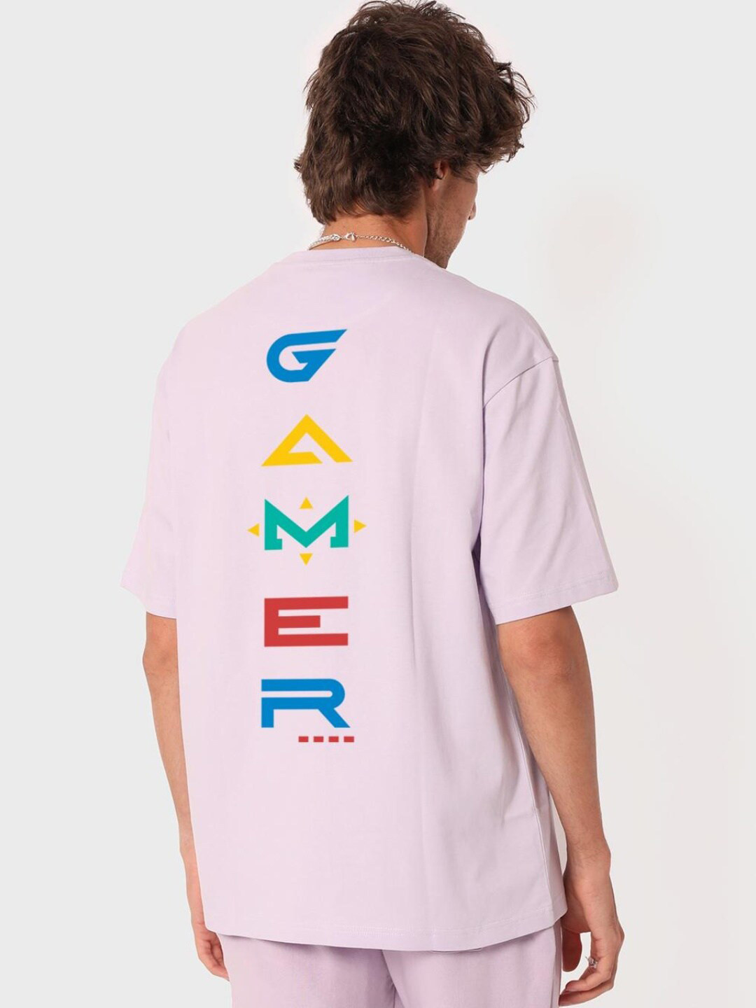 

Bewakoof Gamer Respawn Graphic Printed Oversized T-shirt, Lavender