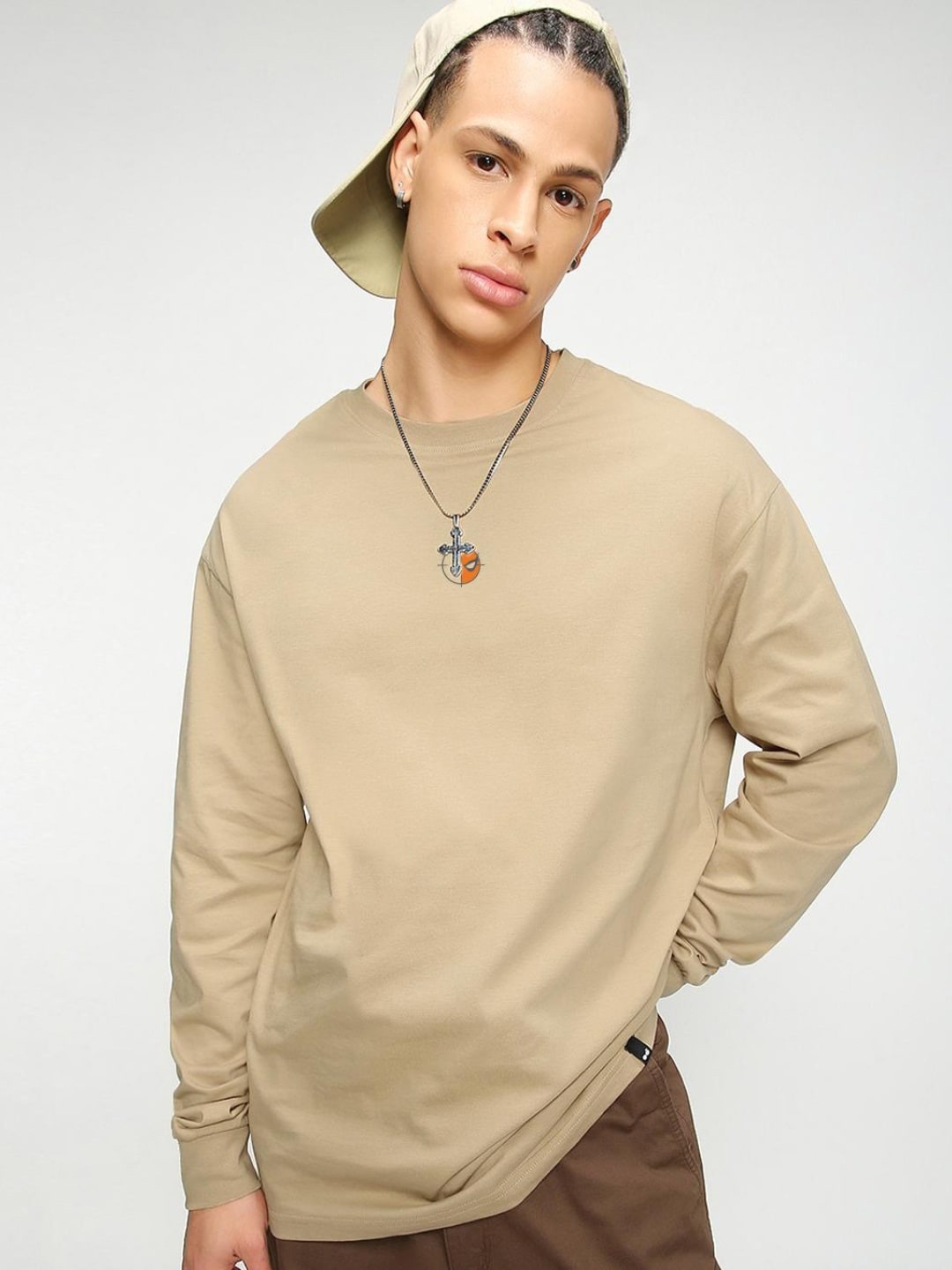

Bewakoof Super Hero Printed Oversize Fit Cotton T-shirt, Beige
