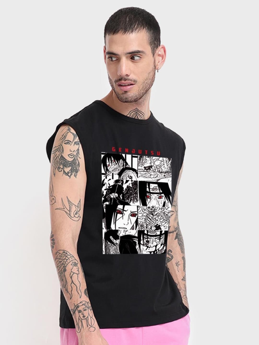 

Bewakoof Men Graphic Printed Oversize Fit Cotton T-shirt, Black