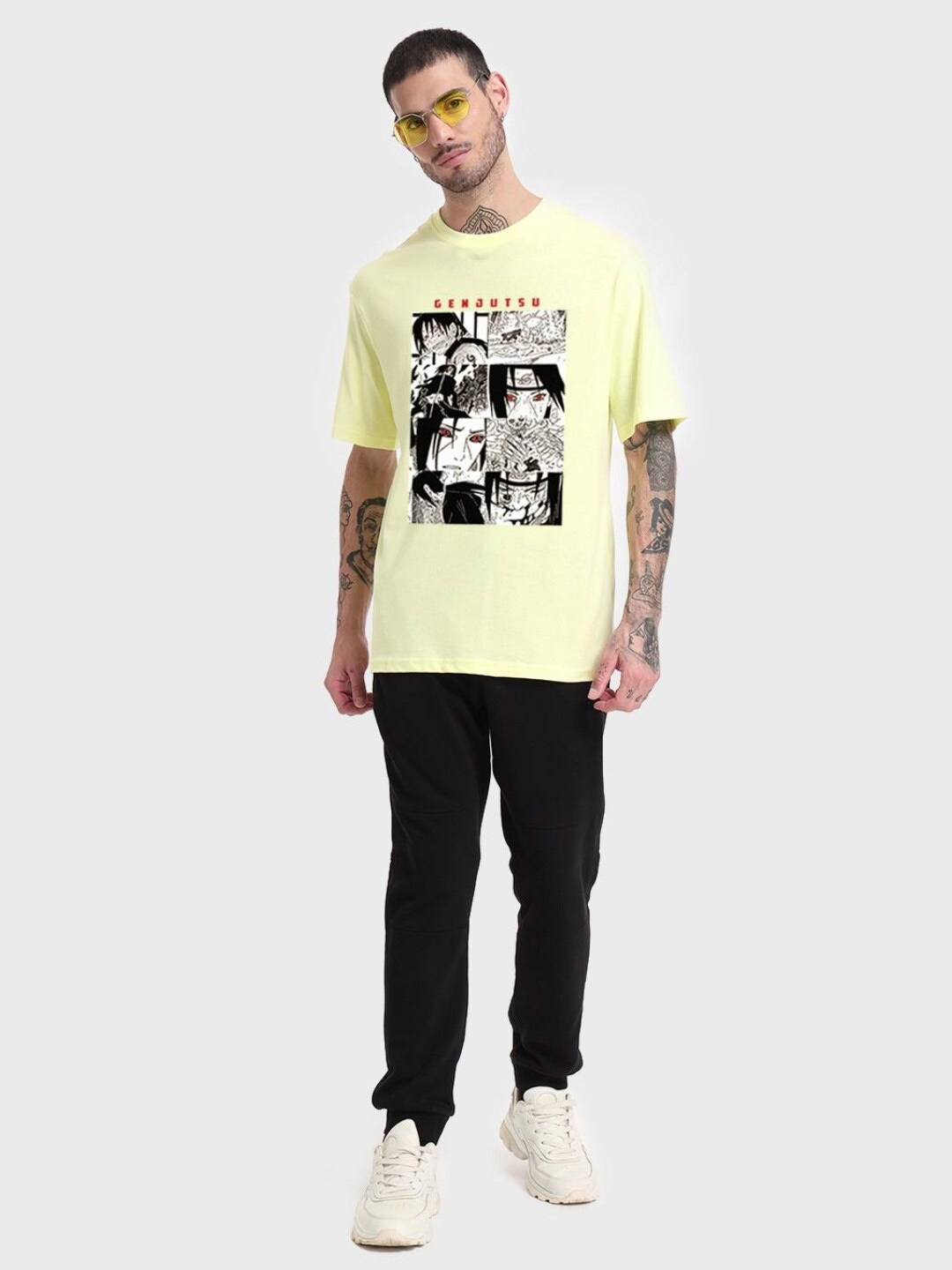 

Bewakoof Cotton Graphic Printed Oversized T-shirt, Yellow