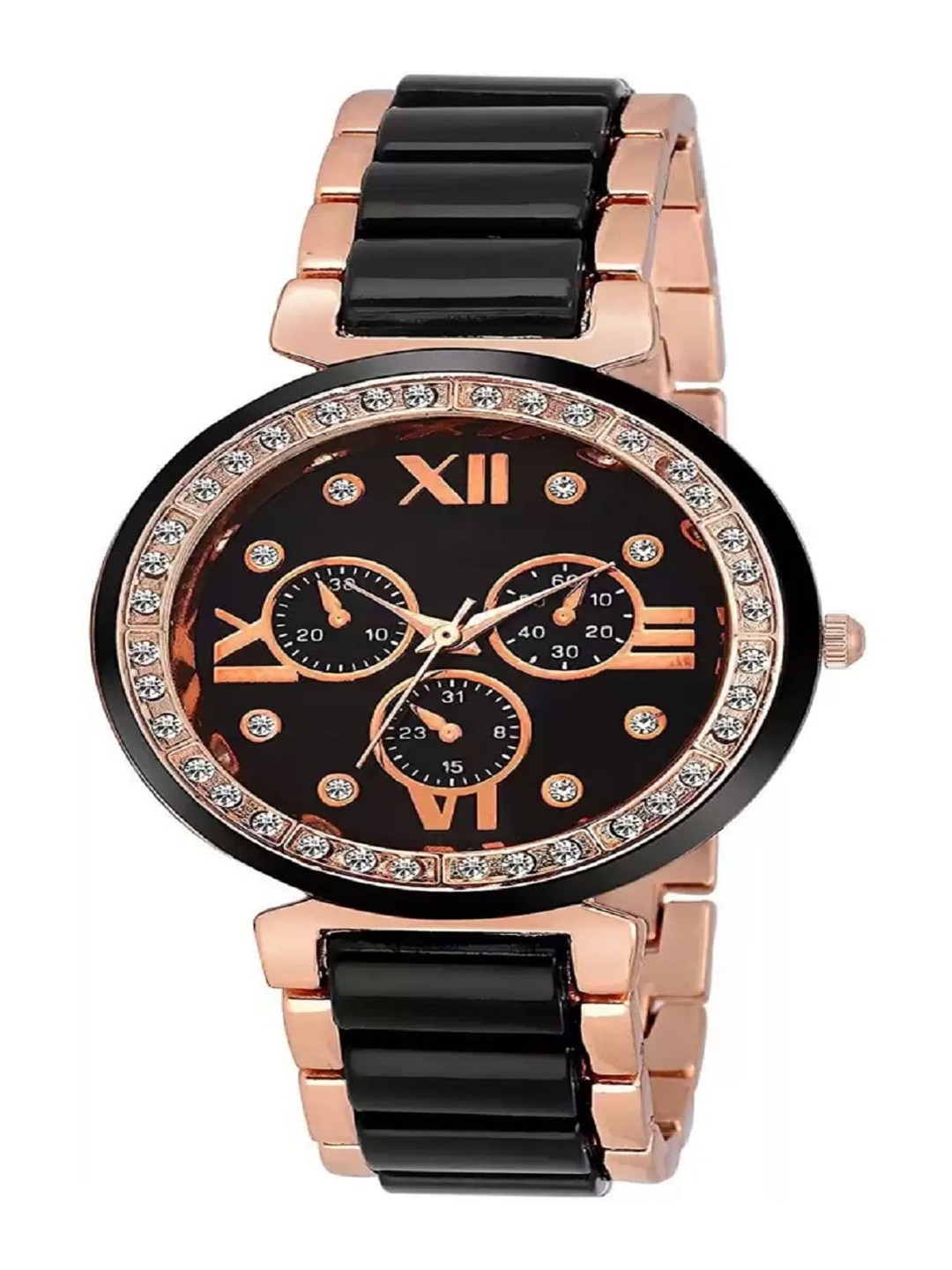 

WATCHSTAR Women Black Embellished Dial & Black Stainless Steel Bracelet Style Straps Analogue Watch Meena