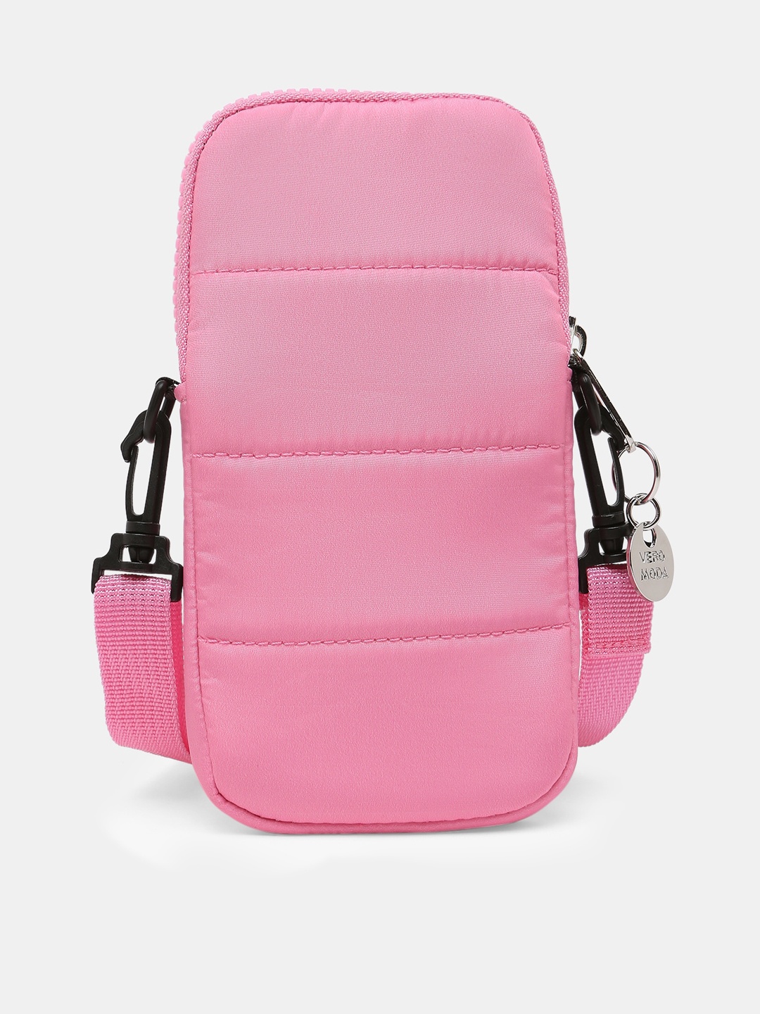 Vero Moda Detachable Sling Quilted Structured Sling Bag, Pink