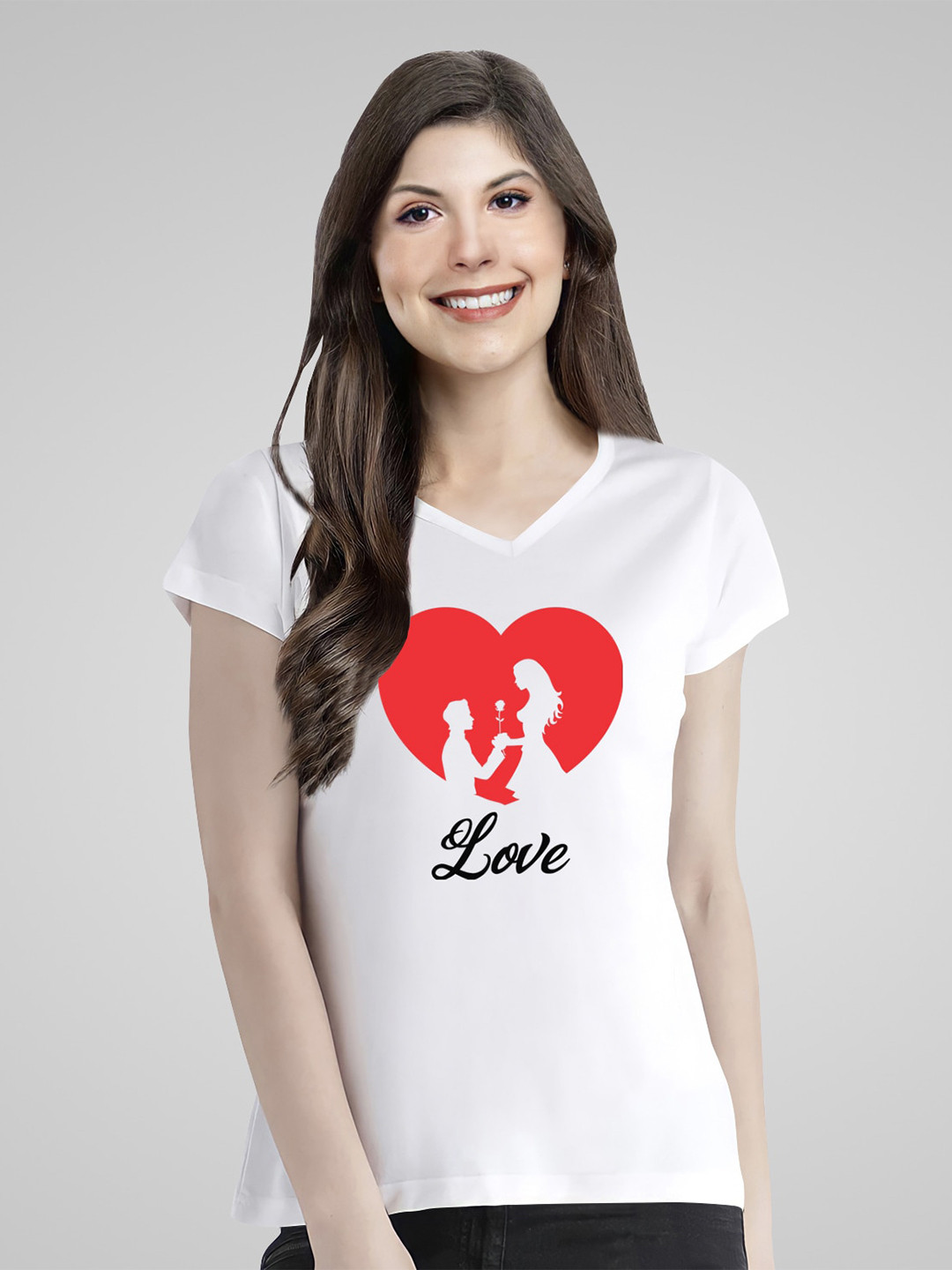 

Pootlu Typography Printed V-Neck Pure Cotton T-shirt, White