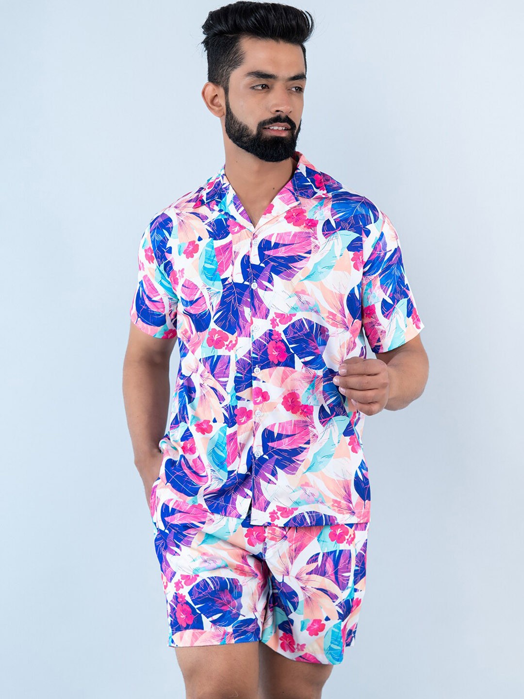 

Tistabene Men Abstract Printed Co-Ords Set, Blue