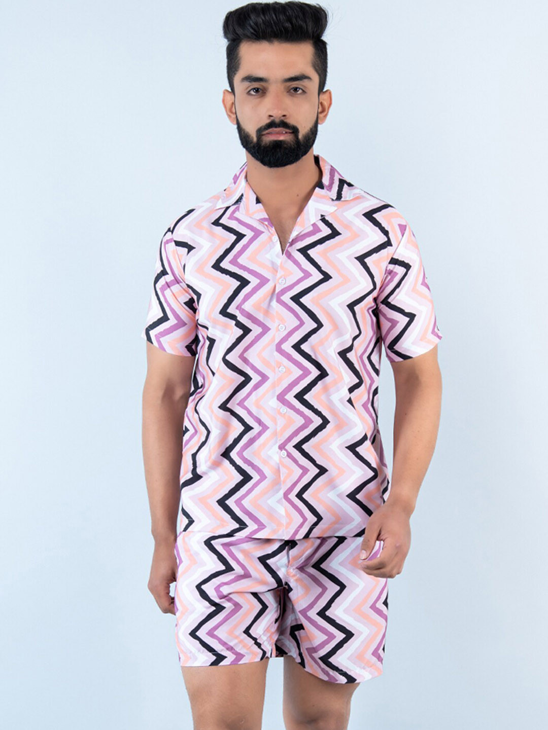 

Tistabene Men Abstract Printed Co-Ords Set, Purple