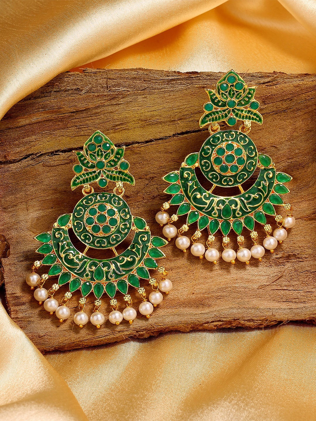 

Estele Gold-Plated Drop Earrings, Green