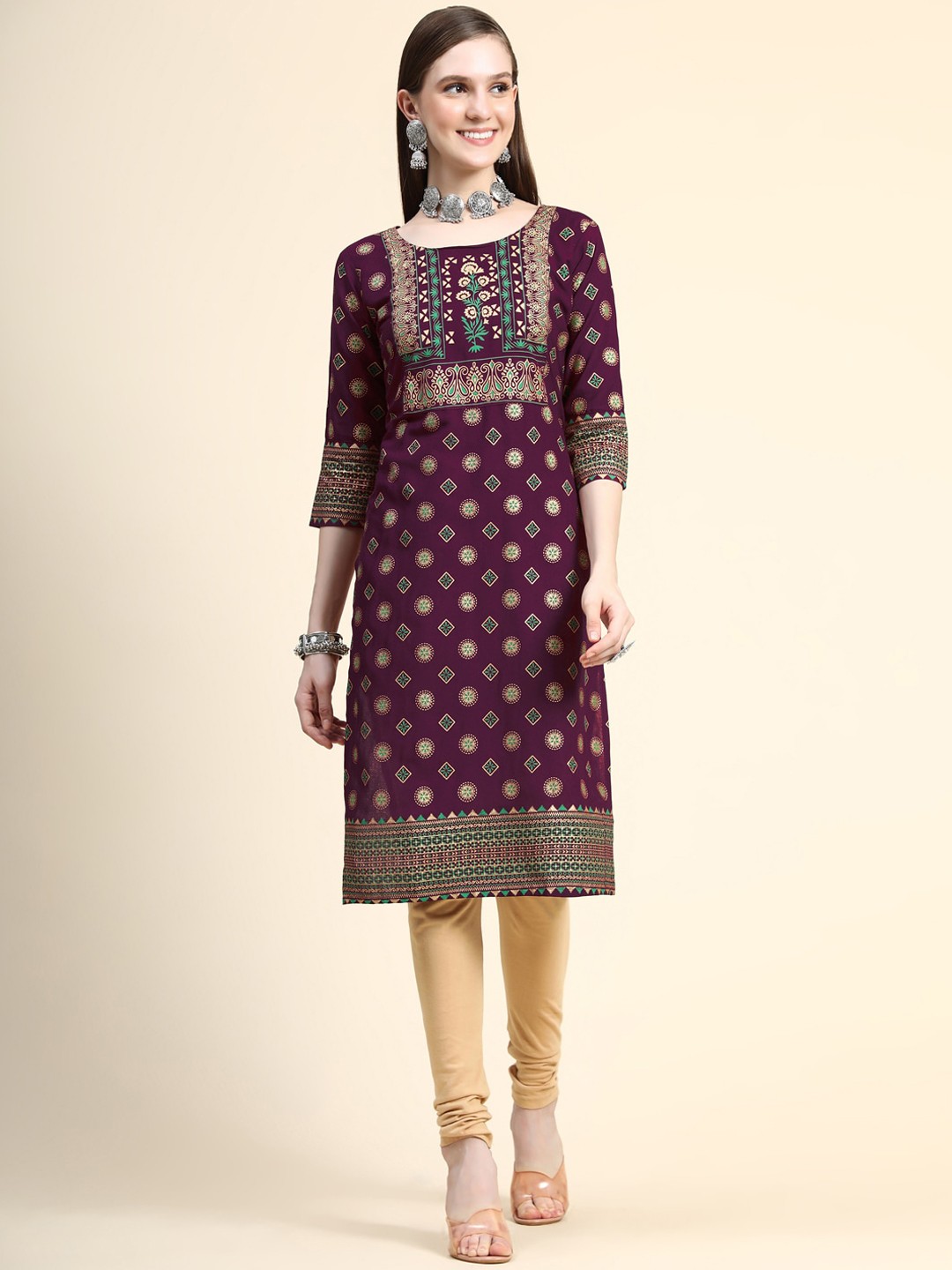 

Angroop Women Ethnic Motifs Printed Kurta, Magenta