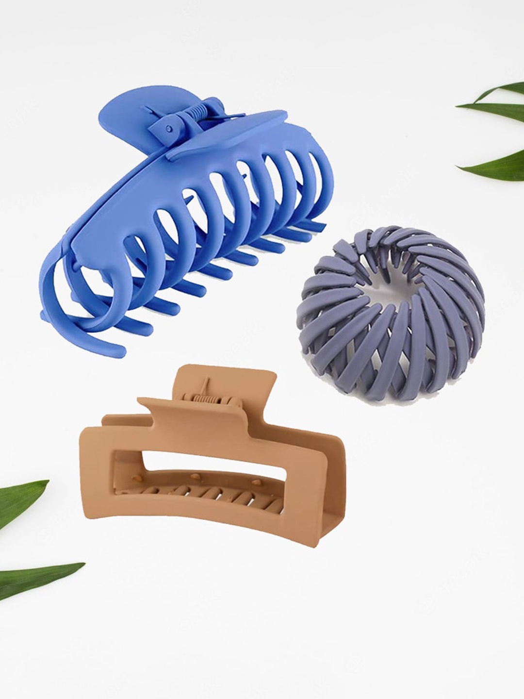 

FIMBUL Women Set of 3 Matte Claw Clip, Blue