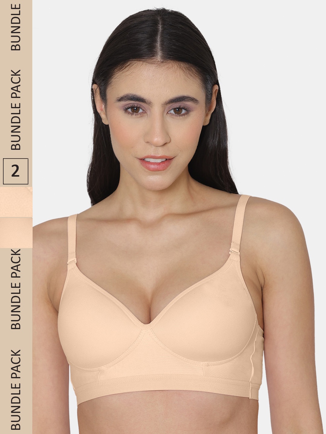 

KOMLI Pack Of 2 Lightly Padded Everyday Bra, Beige