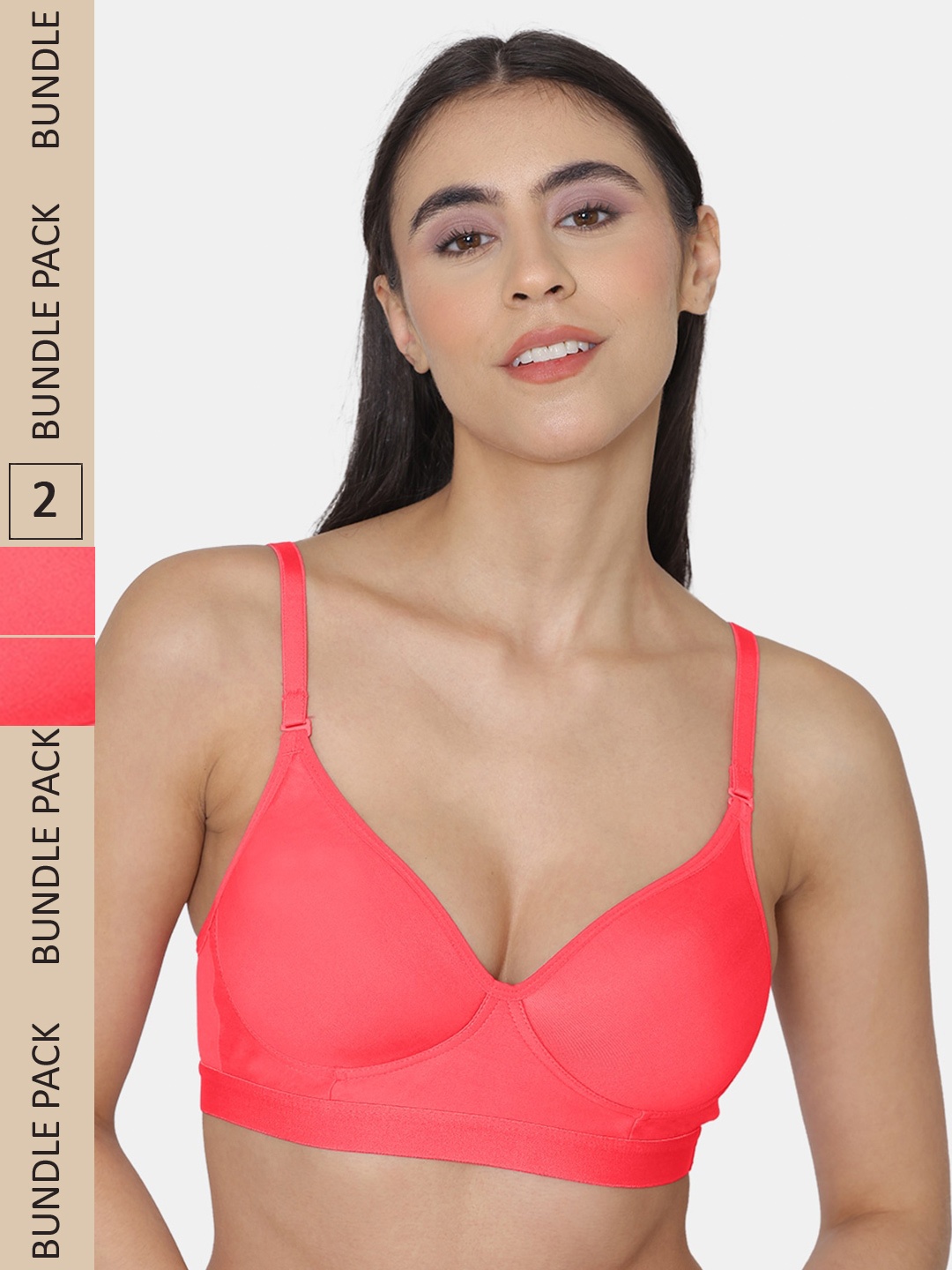 

KOMLI Pack Of 2 Lightly Padded Everyday Bra, Orange