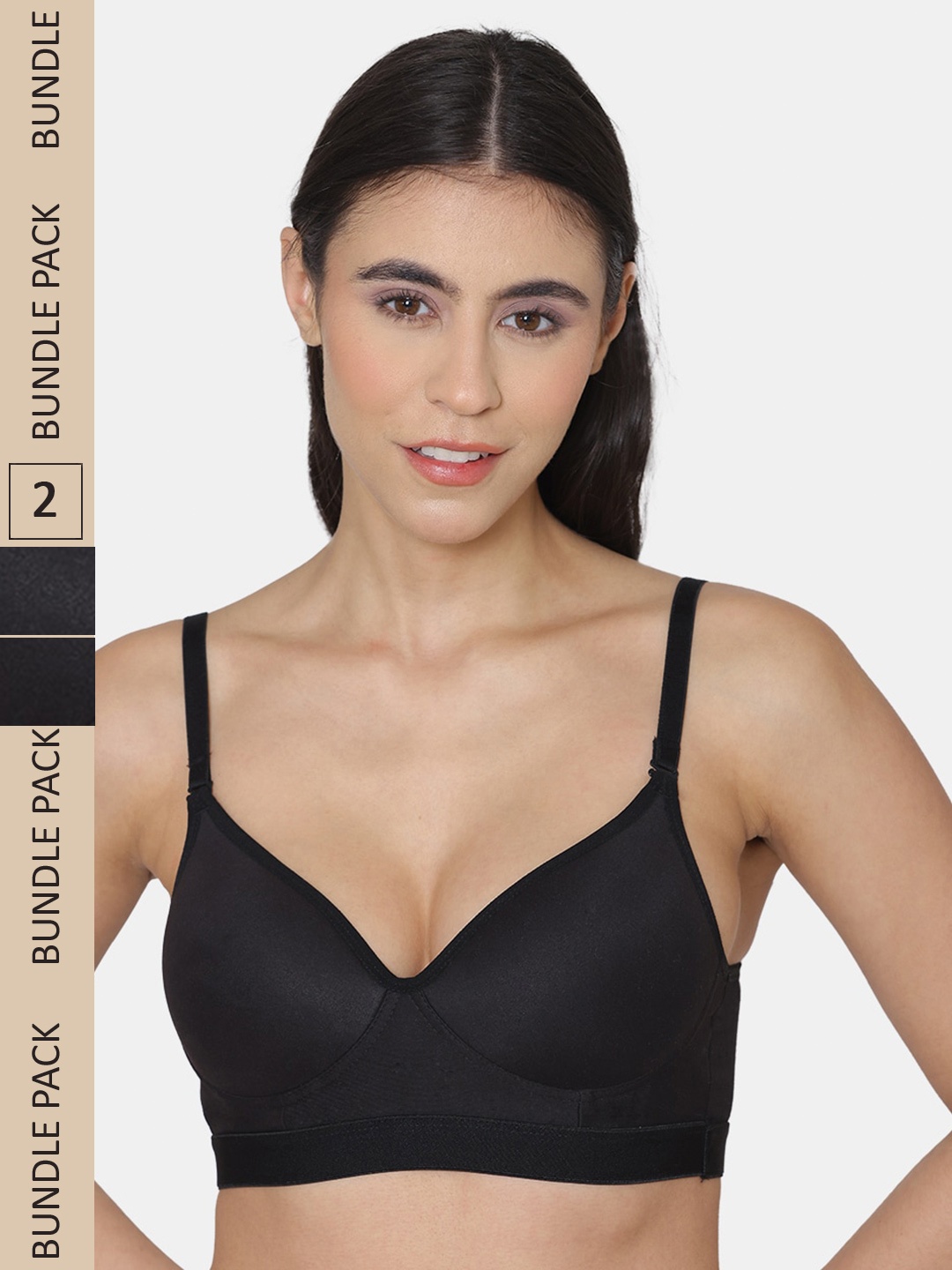 

KOMLI Pack Of 2 Lightly Padded Everyday Bra, Black