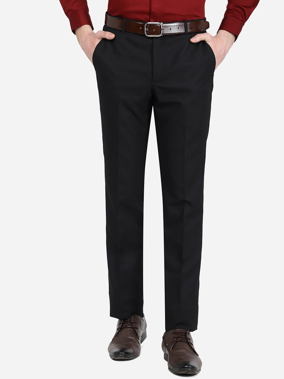 

Greenfibre Men Slim Fit Mid-Rise Trousers, Black