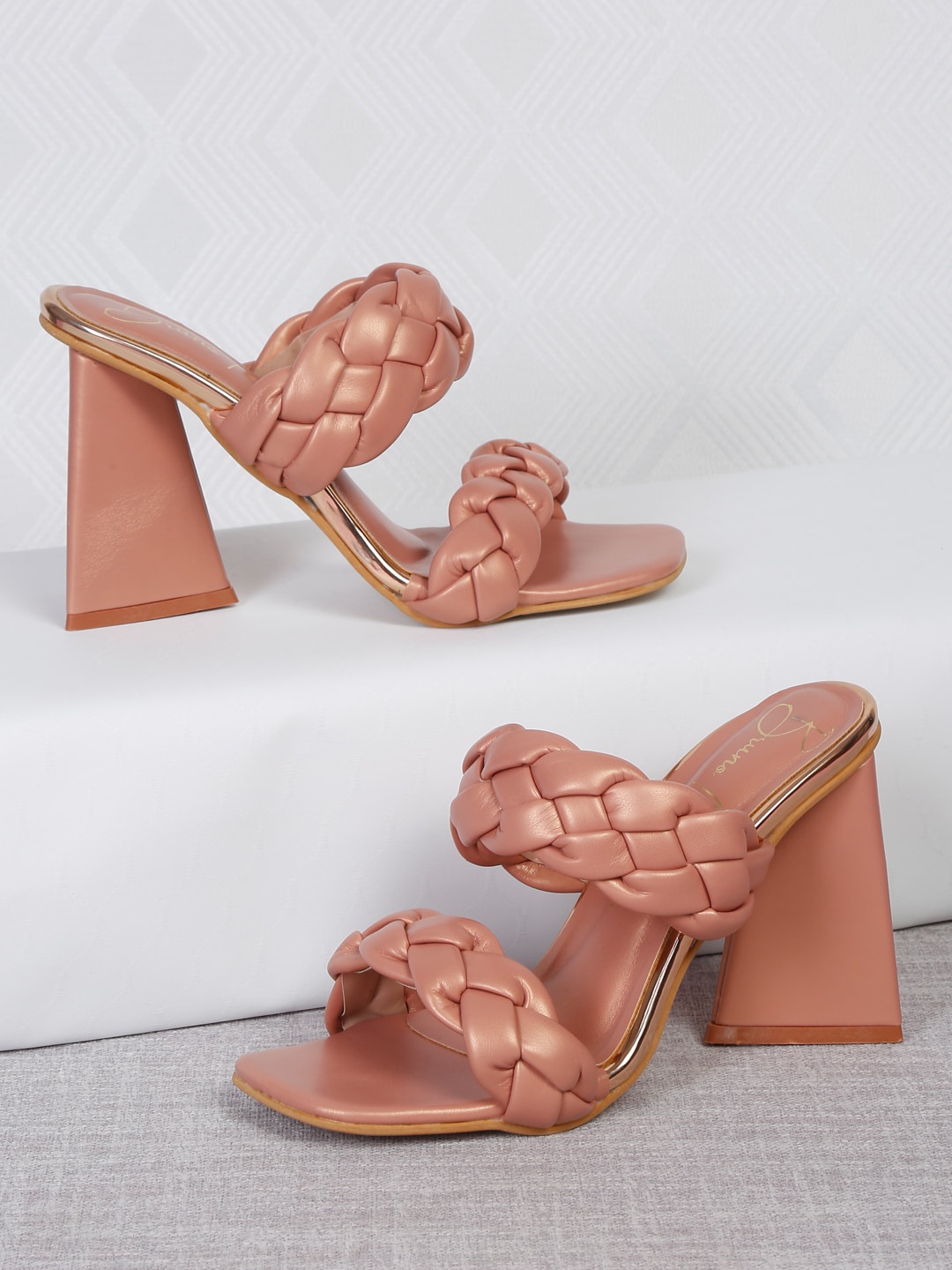 

Bruno Manetti PU Block Heels, Nude