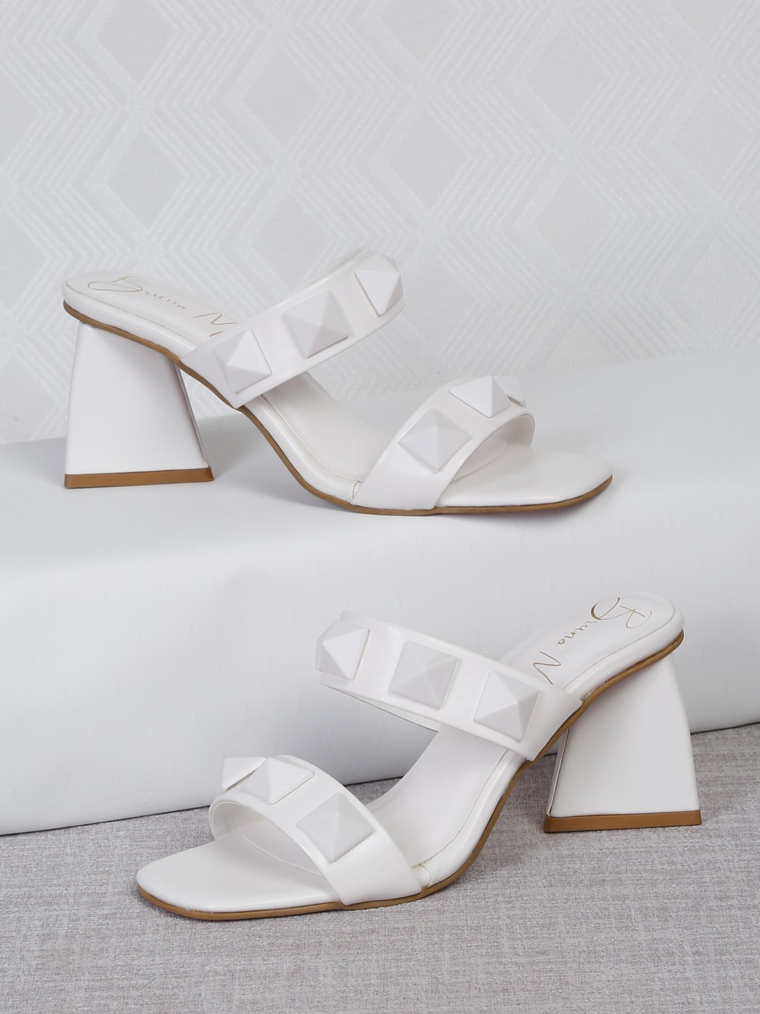 

Bruno Manetti PU Block Heels, White