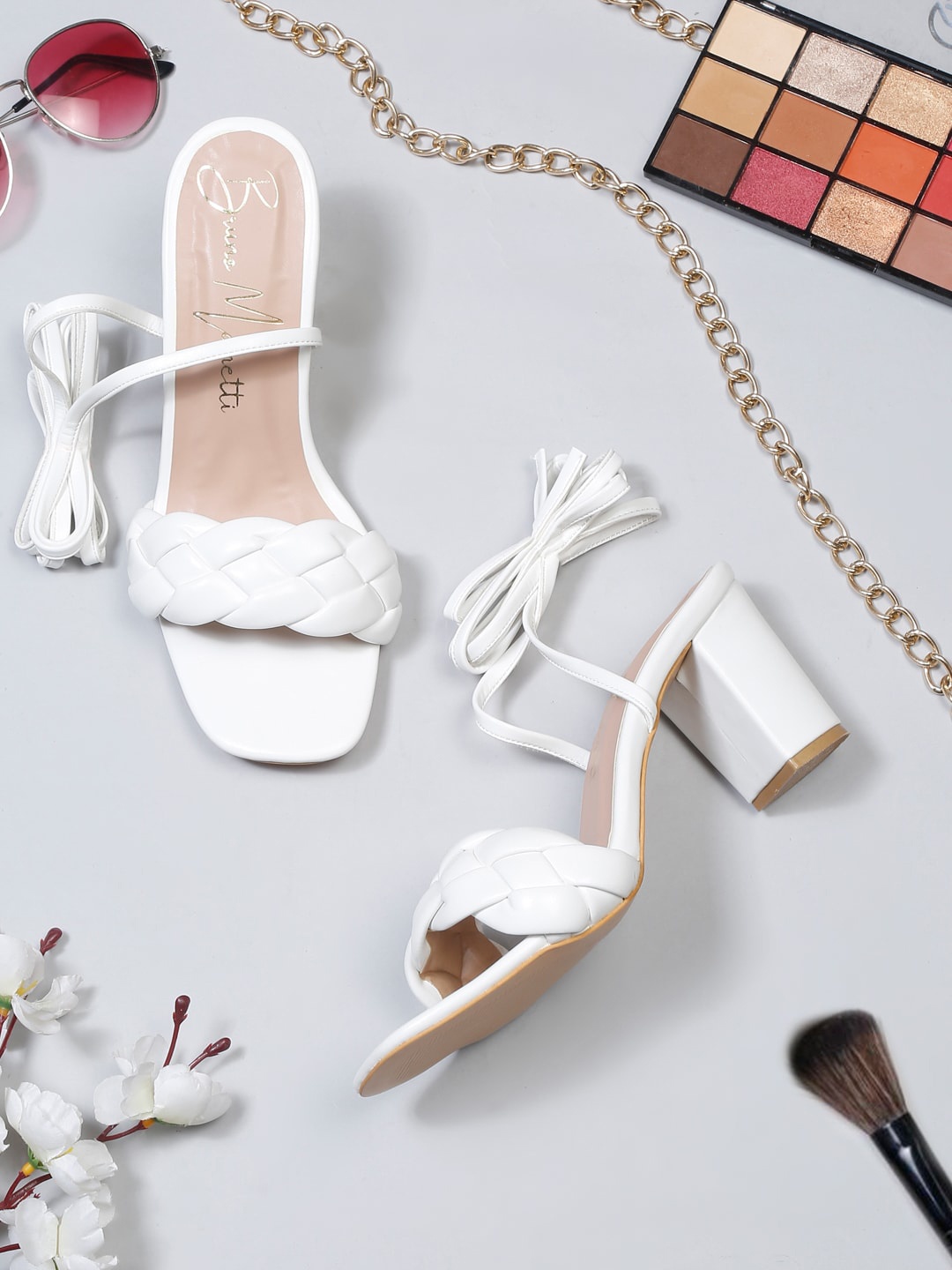 

Bruno Manetti Women Open Toe Block Heels, White