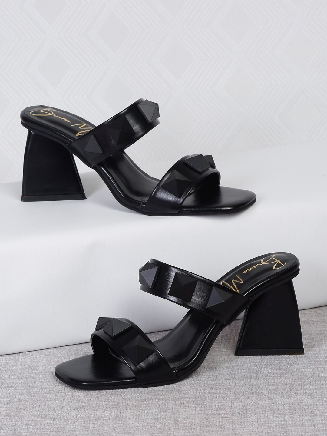 

Bruno Manetti Women Open Toe Block Heels, Black