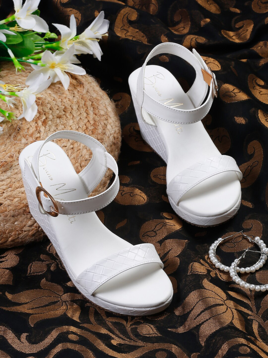 

Bruno Manetti Women Open Toe Block Heels, White