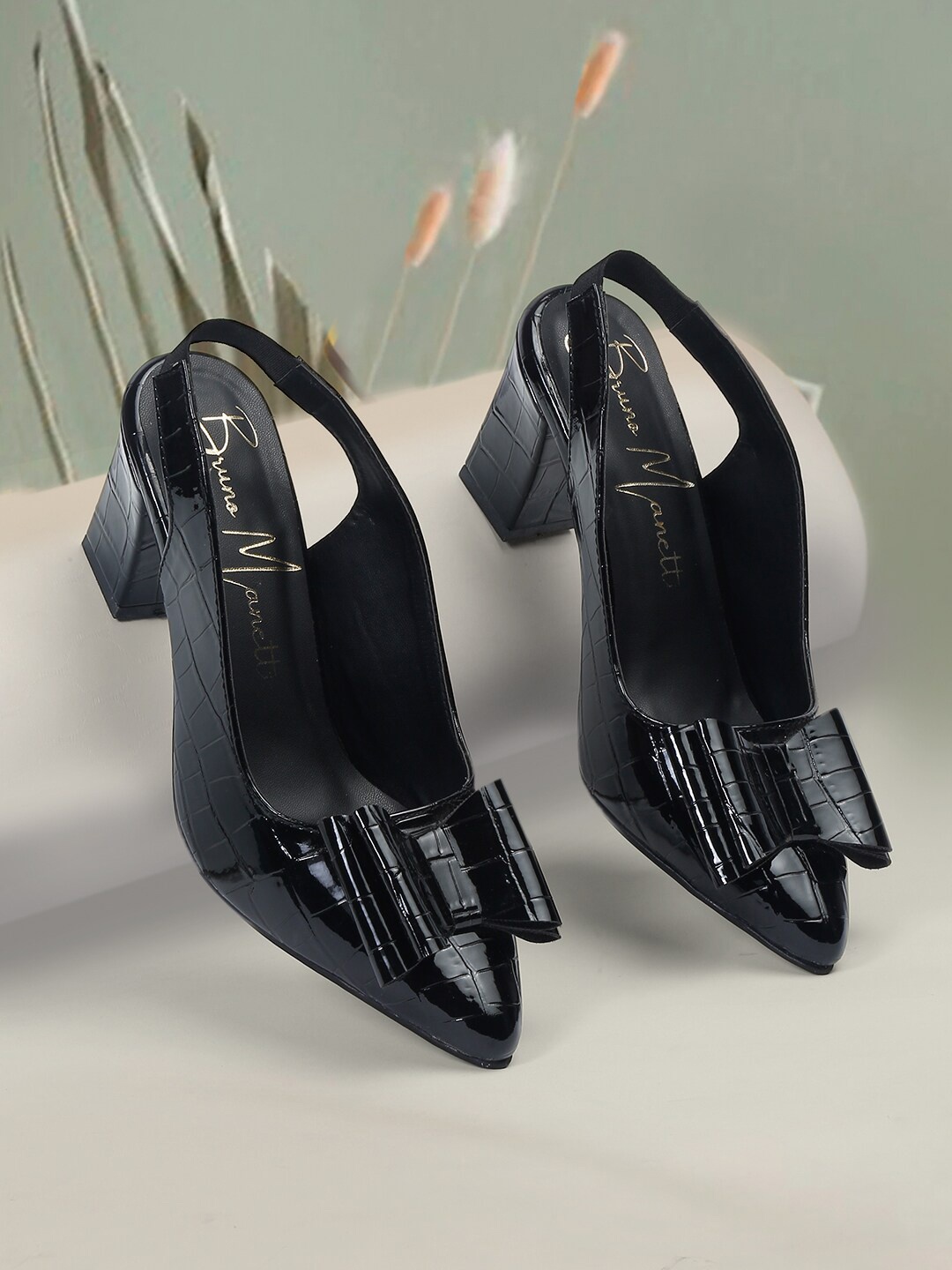 

Bruno Manetti Women Block Heel Mules, Black