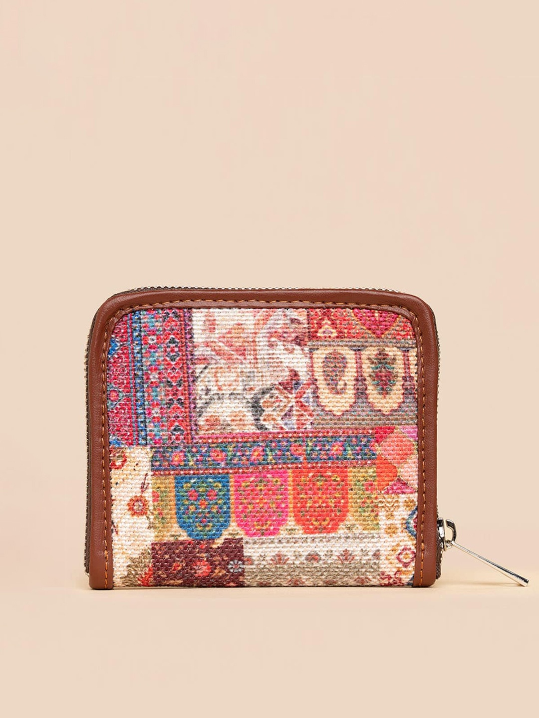 

ZOUK Women Printed Zip Around Wallet, Brown