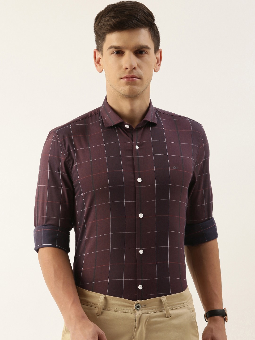 

Peter England Slim Fit Checked Semiformal Shirt, Brown