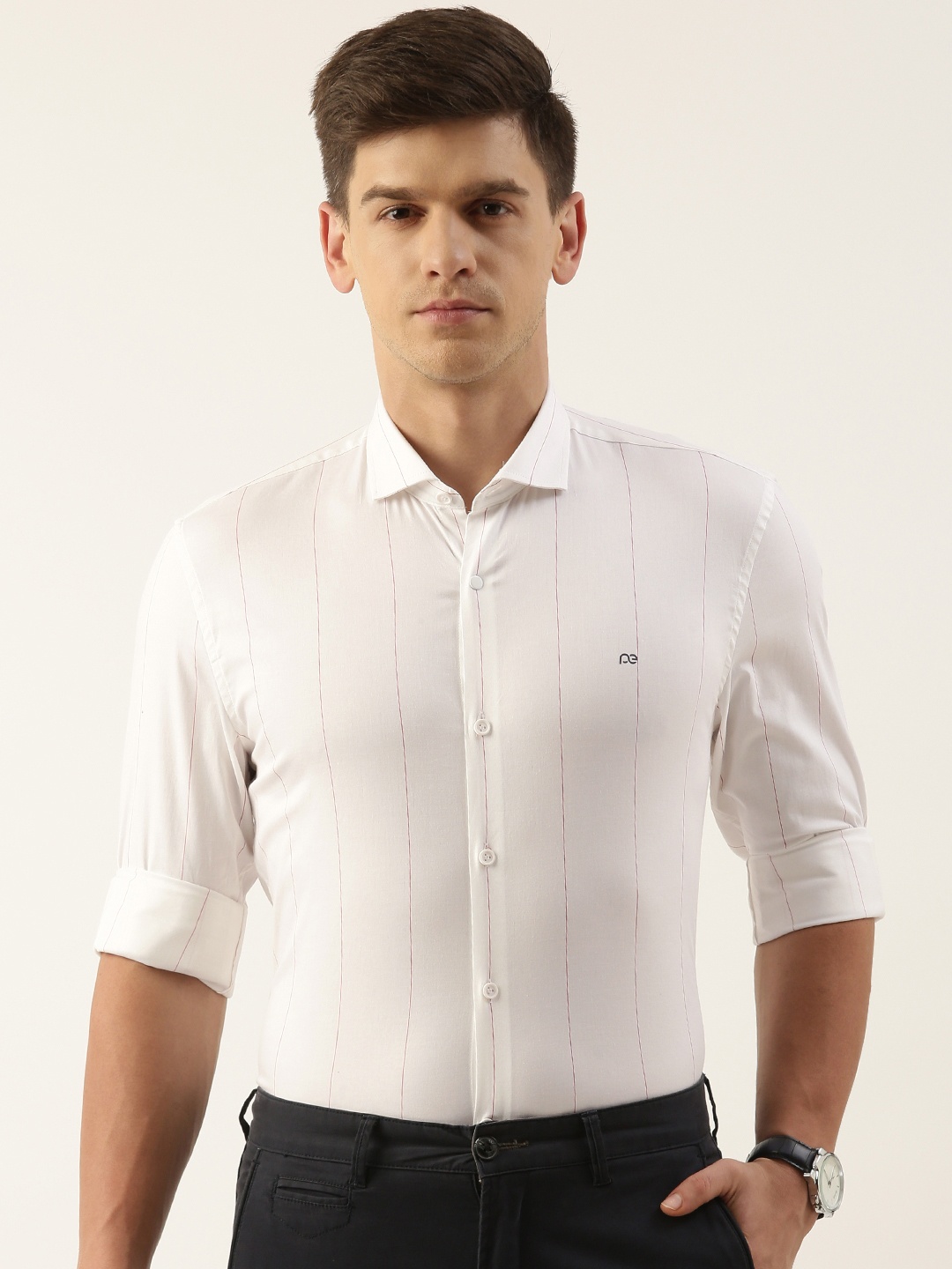 

Peter England Striped Slim Fit Semiformal Shirt, White