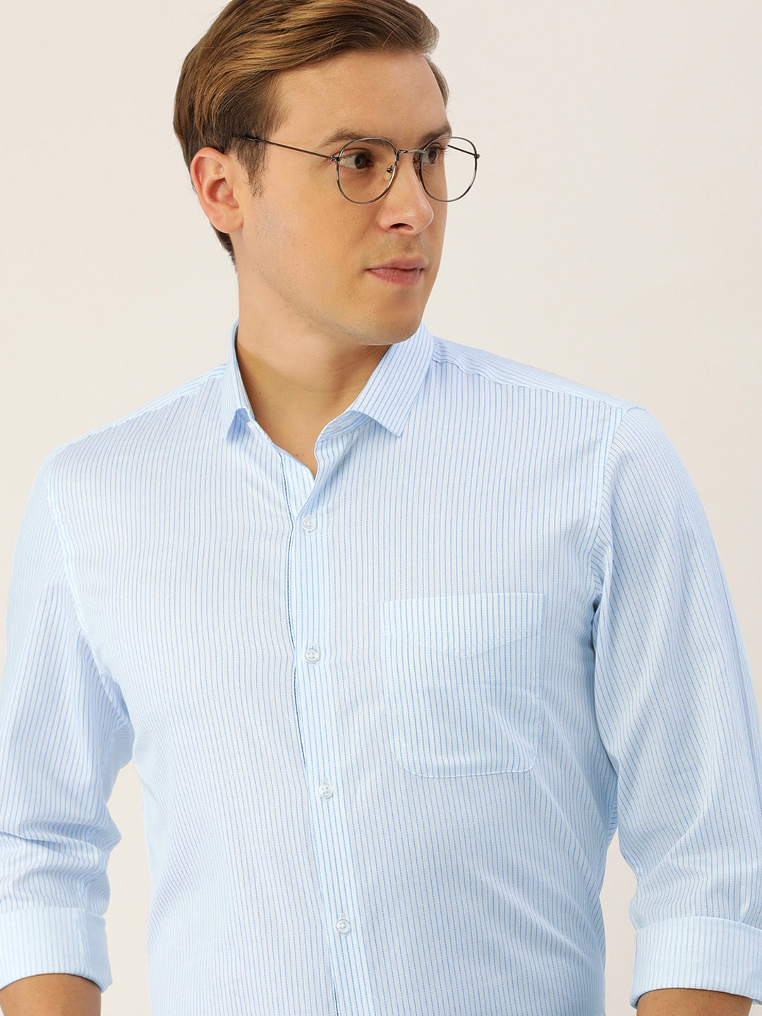 

Peter England Men Pure Cotton Slim Fit Striped Formal Shirt, White