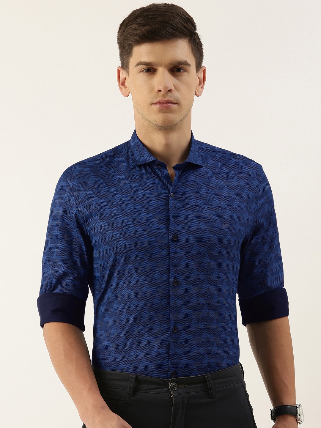 

Peter England Printed Slim Fit Semiformal Shirt, Blue