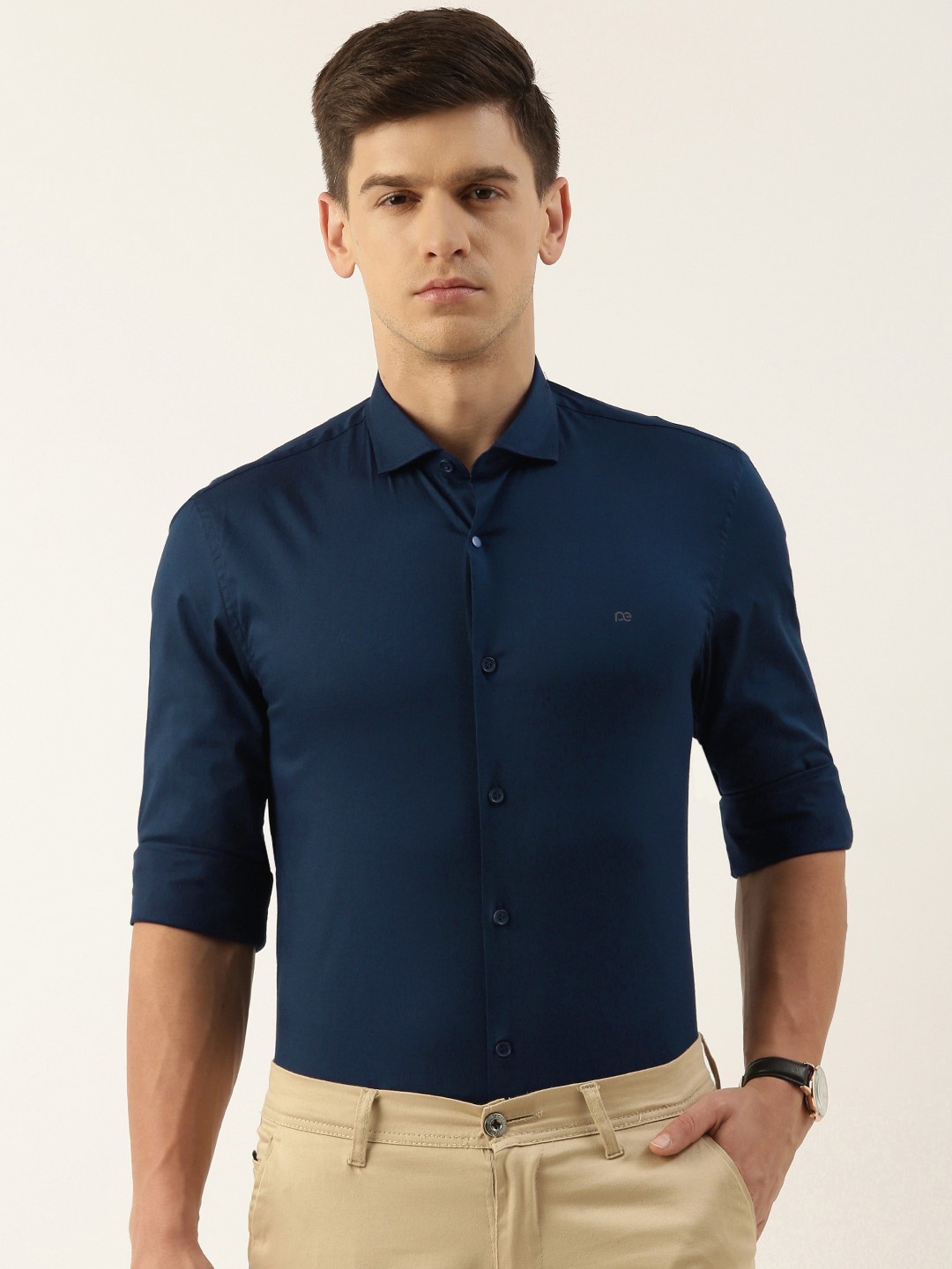 

Peter England Super Slim Fit Semiformal Shirt, Navy blue