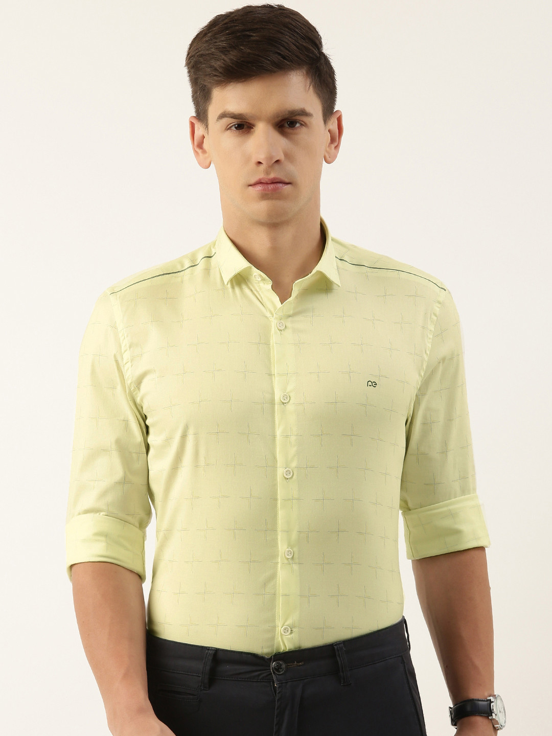 

Peter England Slim Fit Printed Semiformal Shirt, Yellow