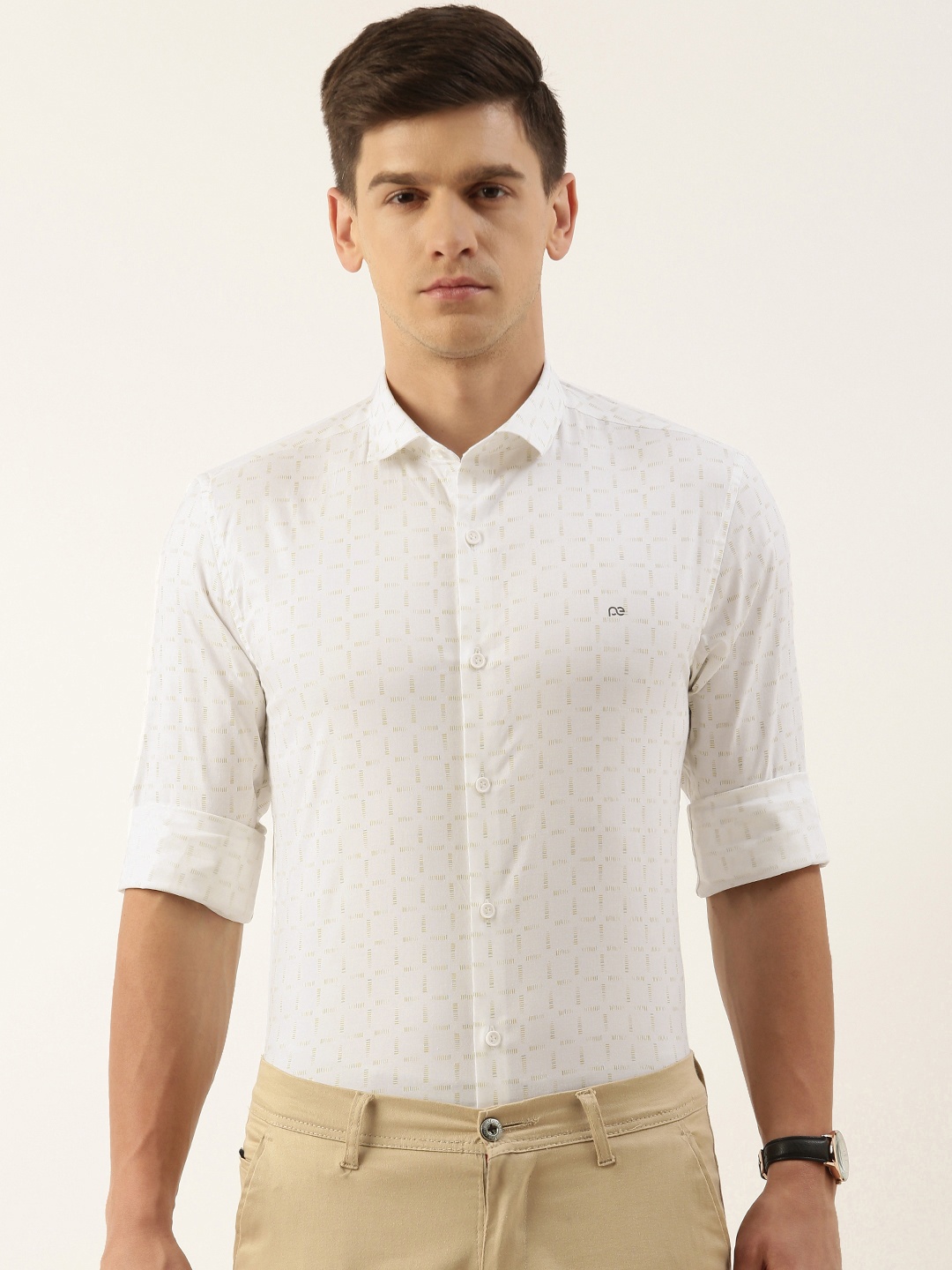 

Peter England Slim Fit Printed Semiformal Shirt, White