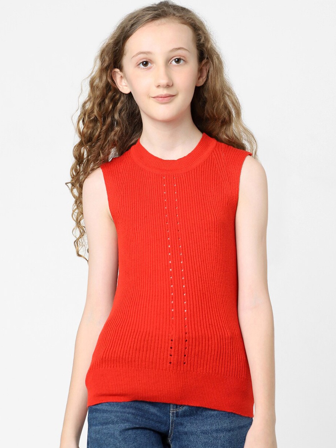 

KIDS ONLY Girls Sleeveless Ribbed Cotton Top, Red