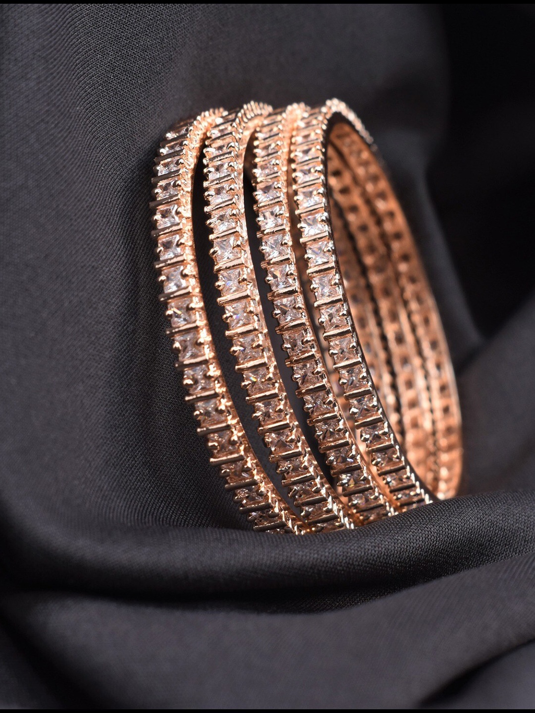 

STEORRA JEWELS Set Of 4 Gold-Plated & AD-Studded Bangles