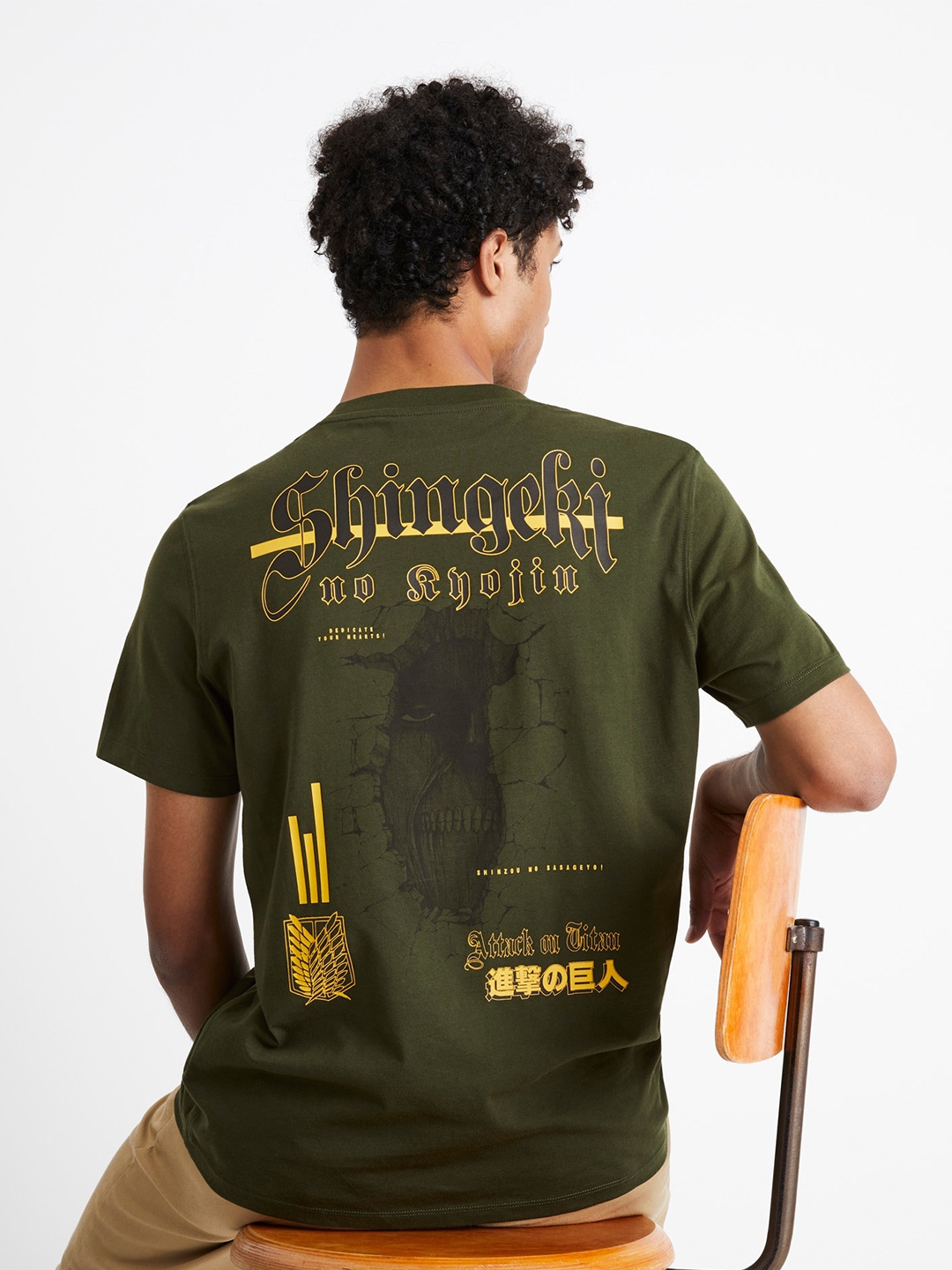 

Celio Attack on Titan Printed Cotton T-shirt, Green