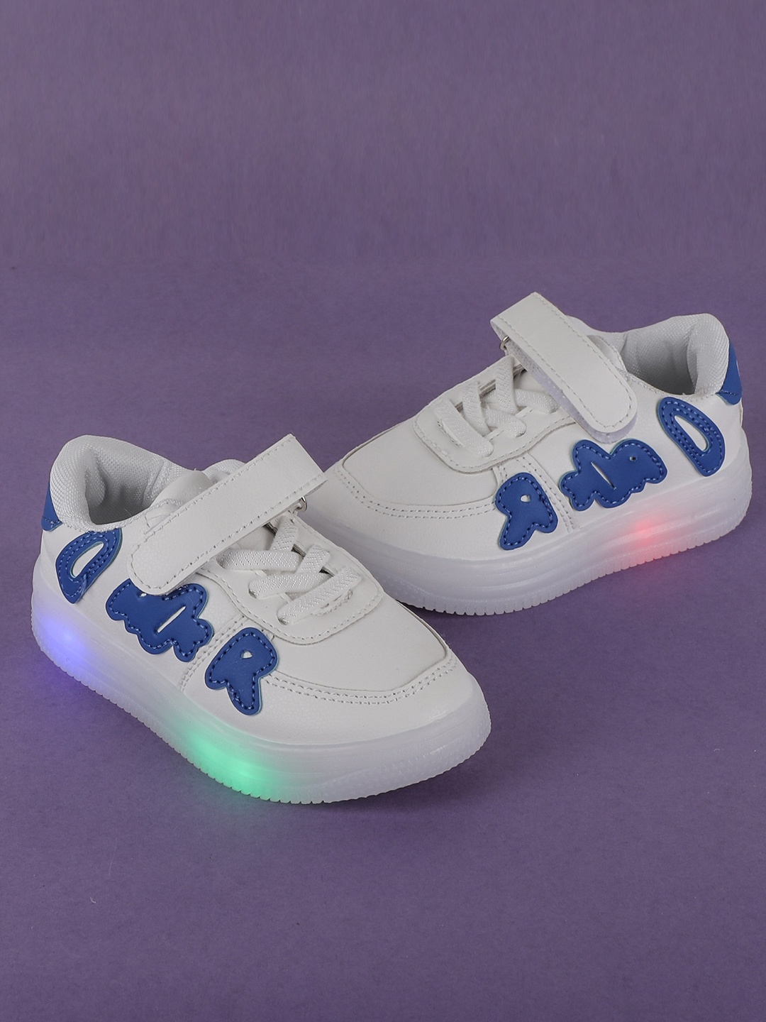 

FEETWELL SHOES Kids Colourblocked LED Velcro Sneakers, Blue